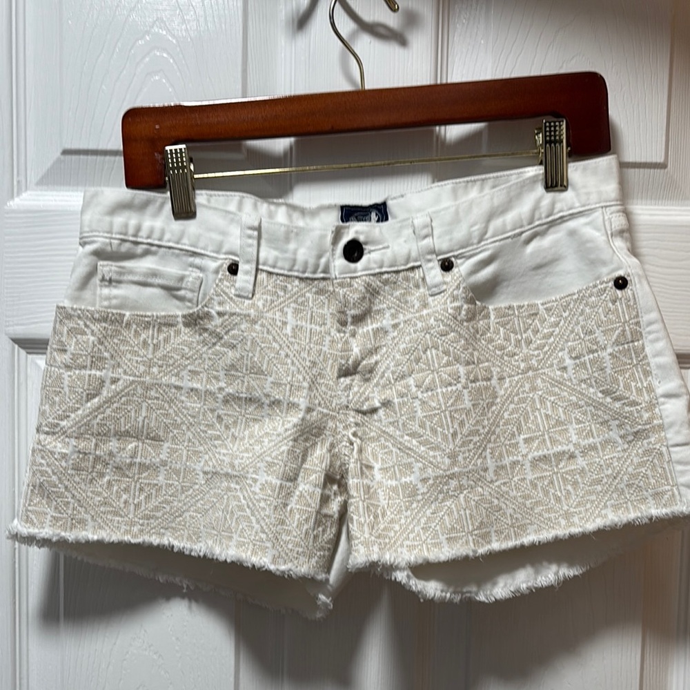 Lucky Brand Women's White and Cream Jean Shorts